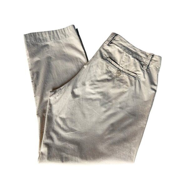 Horny Toad Women's Sz 12 Tan Wide Leg Cropped Capri Pants w/ Gray Contrast Cuffs - Picture 9 of 9